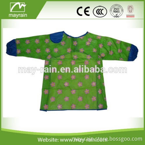 2016 green full printing long sleeves kids apron